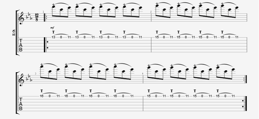 finger tapping guitar riff tap pull-off hammer-on
