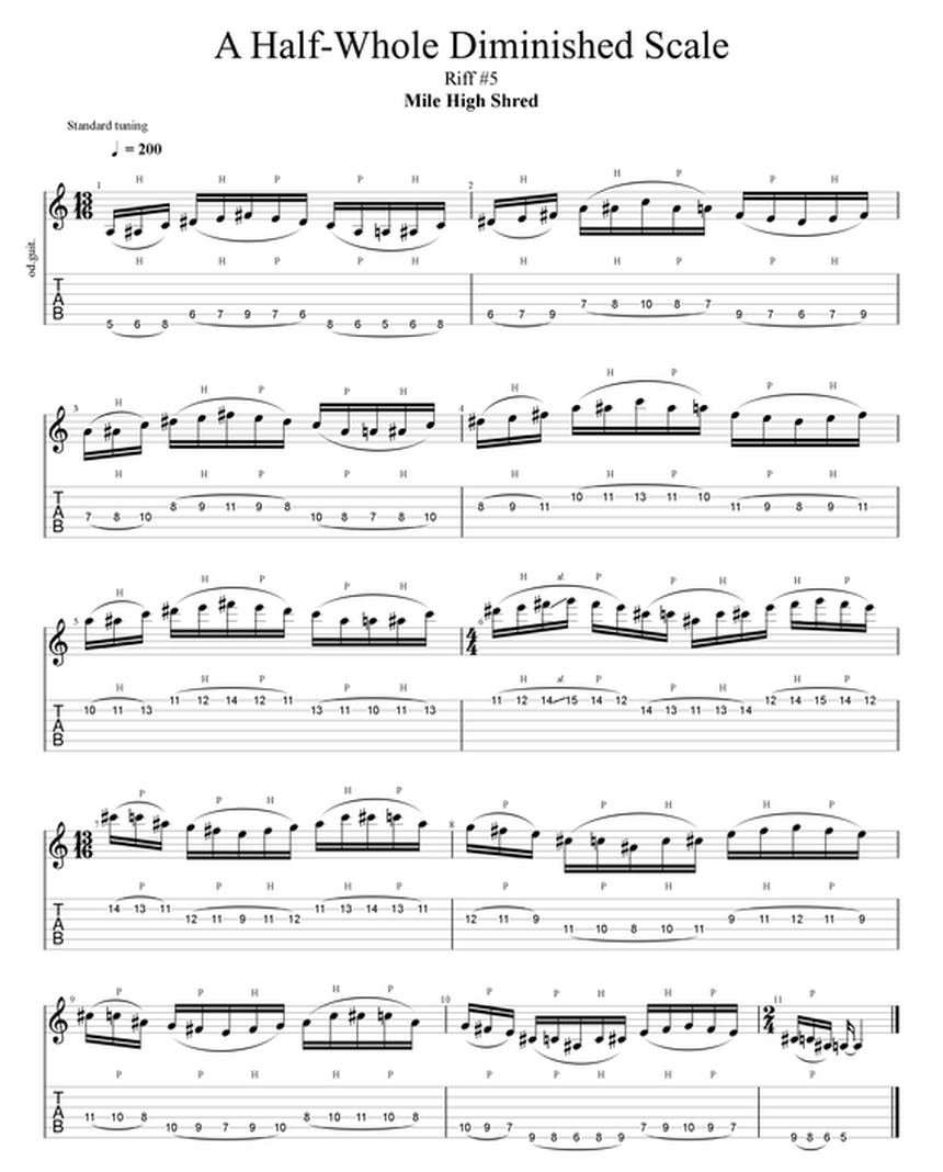 half whole diminished scale guitar exercise