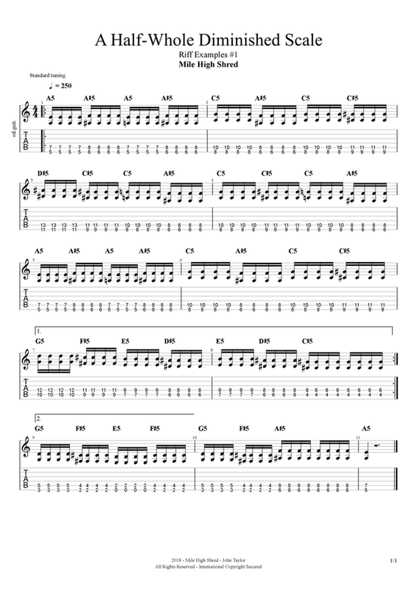 half-whole diminished scale metal riffs