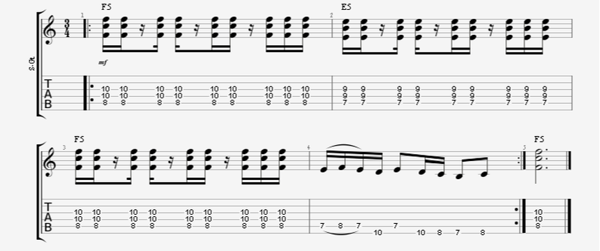 3/4 Time Signature Syncopation Guitar Riff