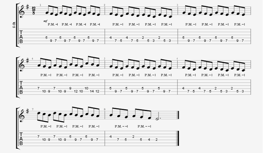 Melodic Triplet Palm-Mute Accent Single Notes Metal Guitar Riff Example