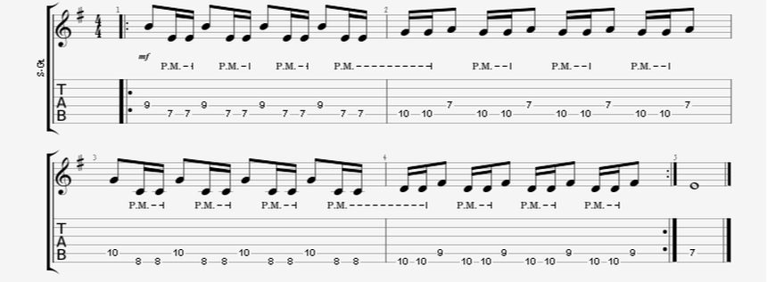 Single Note Palm-Mute Accent Gallop to Reverse Gallop Patterns Guitar Exercise