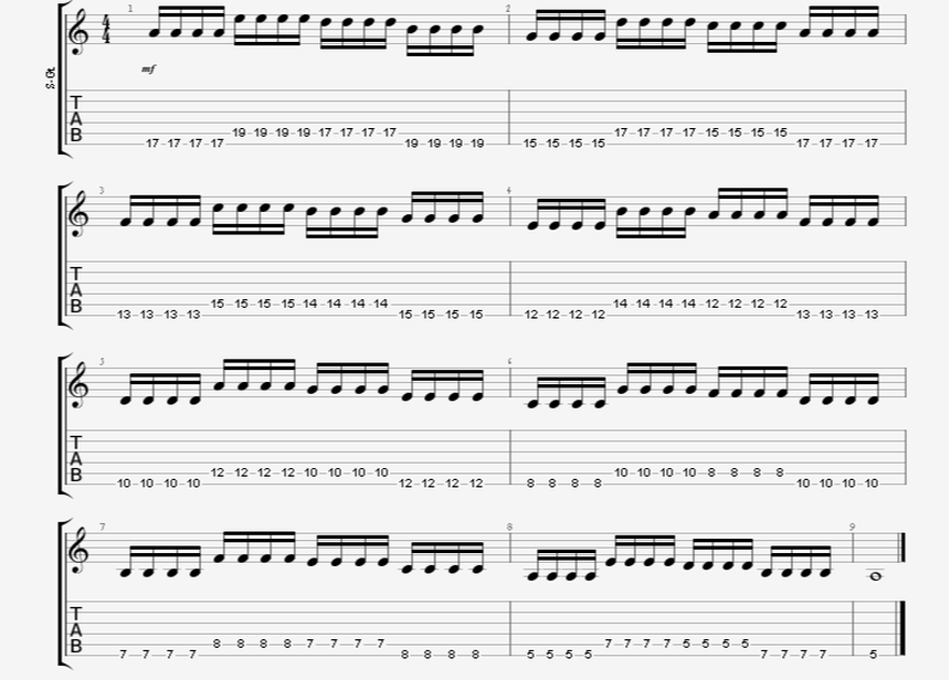 16th Note Speed/Tremolo Picking Exercise on the E and A Strings for 8 Bars - Mile High Shred
