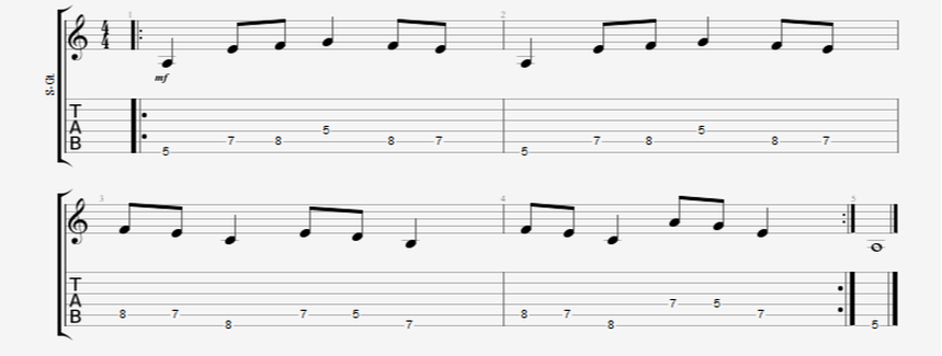 guitar 8th note gallop and reverse gallop picking pattern