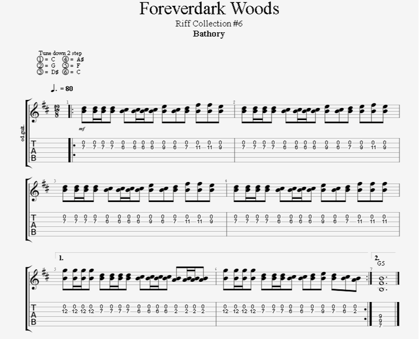bathory guitar riff foreverdark woods