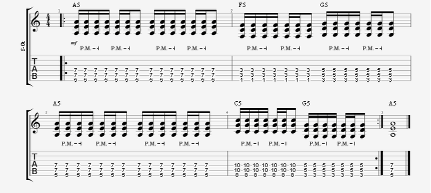 guitar palm mute accent pattern exercise