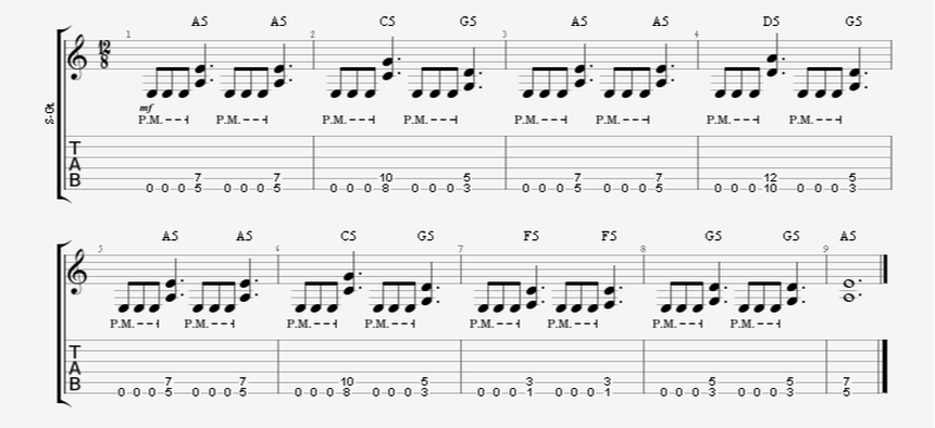 guitar riff exercise palm mute triplet