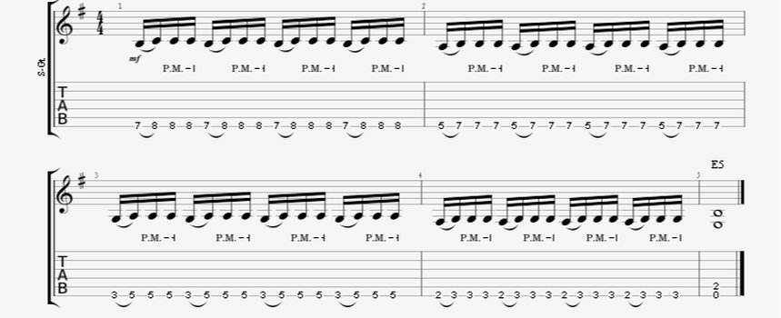 Single Note Guitar Riff Gallop Rhythm Picking with Hammer-Ons and Palm-Mute Accents