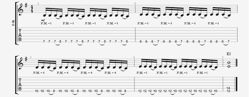 Single Note Guitar Riff Reverse Gallop Rhythm Picking with Pull-Offs and Palm-Mute Accents