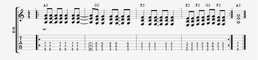 8th Note Quarter Note Repeating Guitar Strum Pattern