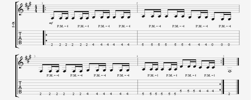 Melodic Single Notes Gallop Guitar Riff with Palm-Mute Accents