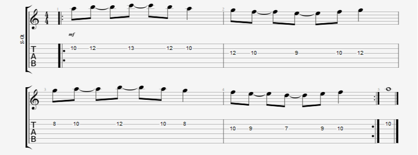 8th note guitar picking pattern