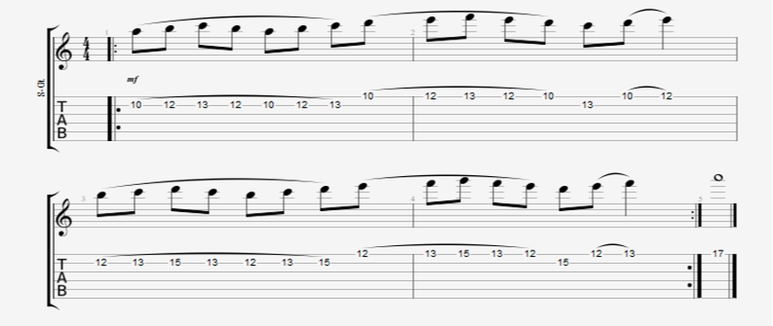 8th notes legato guitar exercise