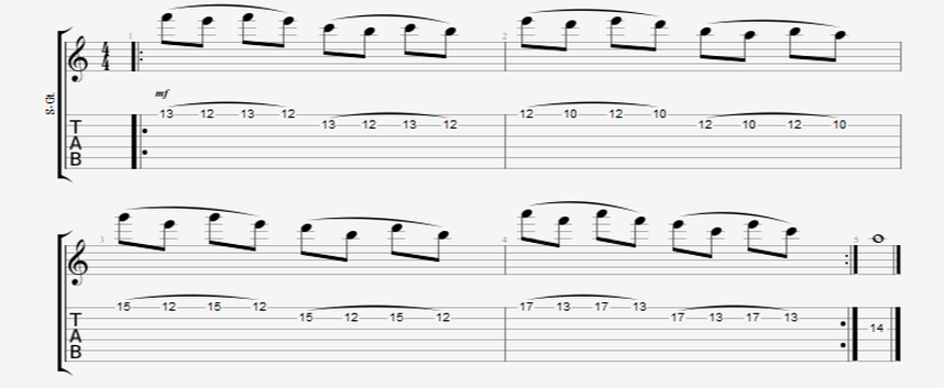 8th notes legato guitar exercise