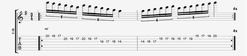 sextuplets 16th note triplets bursts shred guitar exercise endurance