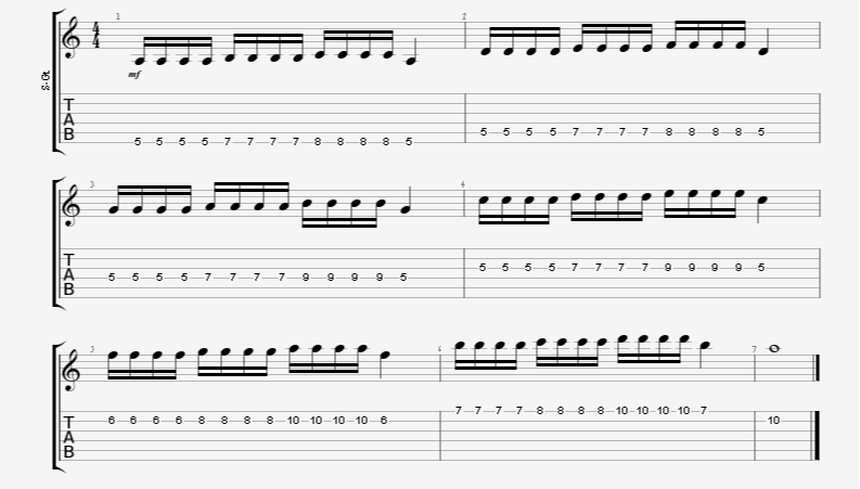 Alternate Picking Bursts Guitar Speed Exercise - Aeolian 3 Notes Per String Scale