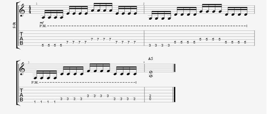 palm mute alternate picking power chord guitar exercise